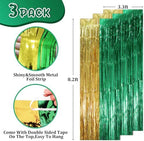 Green Gold Foil Fringe Backdrop Curtains, 3.3x8.2ft, 3 Pack in 3.3x8.2ft, alternate view 3
