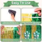 Green Gold Foil Fringe Backdrop Curtains, 3.3x8.2ft, 3 Pack in 3.3x8.2ft, alternate view 5
