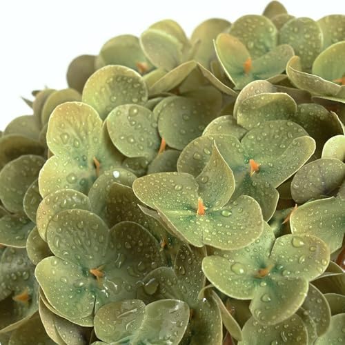 Green Hydrangea Artificial Flowers, 21" Real Touch Hydrangea Flowers, Faux Hydrangea Flowers Outdoor, Latex, alternate view 2