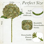 Green Hydrangea Artificial Flowers, 21" Real Touch Hydrangea Flowers, Faux Hydrangea Flowers Outdoor, Latex, alternate view 4