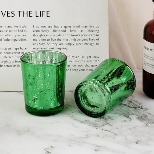 Green Mercury Glass Tea Light Holders Set of 36 - Elegant Votive Candle Holders for Weddings, Showers and Home, alternate