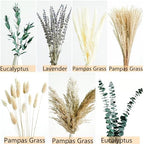 Green Pampas Grass Boho Bouquet - Exquisite Lavender and Eucalyptus Dried Flower Arrangements for Western Boho, alternate