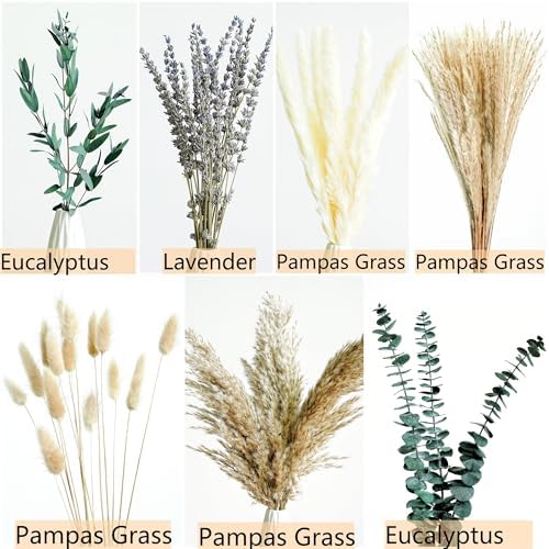 Green Pampas Grass Boho Bouquet - Exquisite Lavender and Eucalyptus Dried Flower Arrangements for Western Boho, alternate