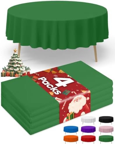 Green Plastic Table Cloth Disposable, 4 Pack, 84 in
