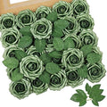 Green Rose 25pcs Real Looking Artificial Flowers w/Stem in Green