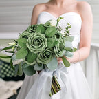 Green Rose 25pcs Real Looking Artificial Flowers w/Stem in Green, alternate view 2