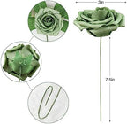 Green Rose 25pcs Real Looking Artificial Flowers w/Stem in Green, alternate view 3