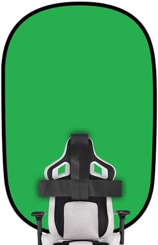 Green Screen Backdrop, 58in Portable Green Screen Chair with Stand Double Sided Foldable Green Background