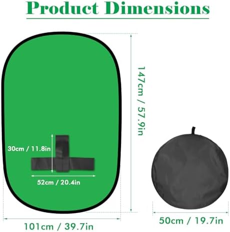 Green Screen Backdrop, 58in Portable Green Screen Chair with Stand Double Sided Foldable Green Background, alternate view 2
