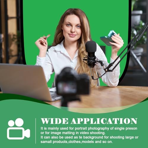 Green Screen Backdrop, 58in Portable Green Screen Chair with Stand Double Sided Foldable Green Background, alternate view 5