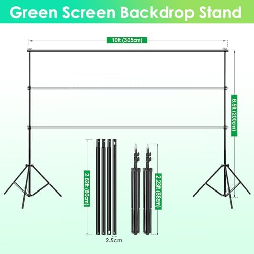 Green Screen Backdrop Kit 10x6.5ft, Chromakey Greenscreen Stand in 10x6.5ft, alternate view 2