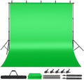 Green Screen Backdrop Kit, 6.5 x 10 Ft Portable Greenscreen Background with Stand, 5 Clamps & Carrying Bag for