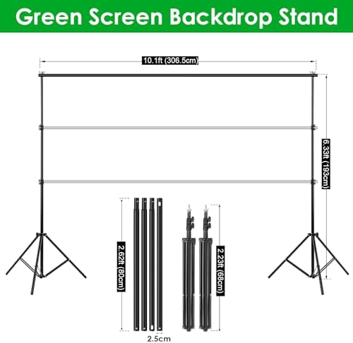 Green Screen Backdrop Kit, 6.5 x 10 Ft Portable Greenscreen Background with Stand, 5 Clamps & Carrying Bag for, alternate