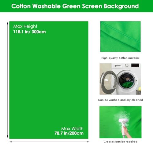 Green Screen Backdrop Kit, 6.5 x 10 Ft Portable Greenscreen Background with Stand, 5 Clamps & Carrying Bag for, alternate