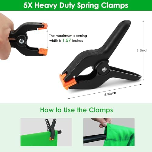 Green Screen Backdrop Kit, 6.5 x 10 Ft Portable Greenscreen Background with Stand, 5 Clamps & Carrying Bag for, alternate