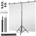 Green Screen Backdrop Kit, Portable Greenscreen Background with T-Shaped Stand, 5 Clamps & Carrying Bag for