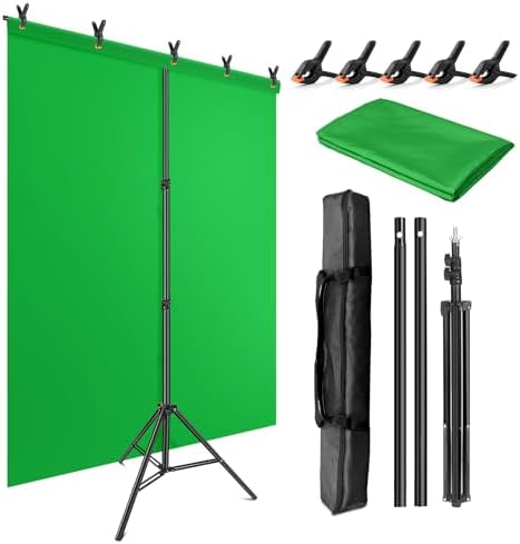 Green Screen Backdrop Kit with Stand, 5X6.5ft Portable Green Screen Backdrop with Stand kit, GreenScreen