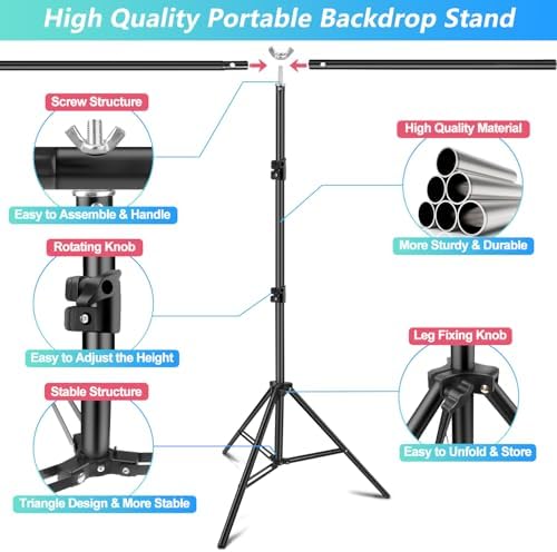 Green Screen Backdrop Kit with Stand, 5X6.5ft Portable Green Screen Backdrop with Stand kit, GreenScreen, alternate view 2