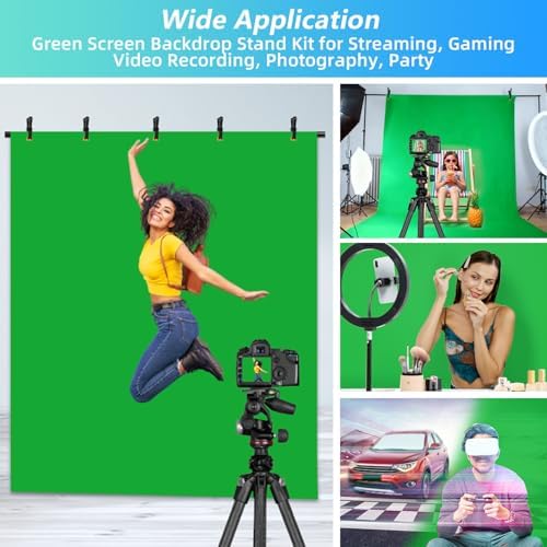 Green Screen Backdrop Kit with Stand, 5X6.5ft Portable Green Screen Backdrop with Stand kit, GreenScreen, alternate view 4