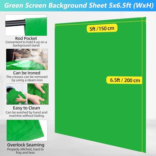 Green Screen Backdrop Kit with Stand, 5X6.5ft Portable Green Screen Backdrop with Stand kit, GreenScreen, alternate view 6