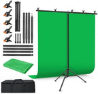 Green Screen Backdrop Kit with Stand for Streaming, 5x7ft Photo Greenscreen Background with Portable T-Shape