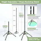 Green Screen Backdrop Kit with Stand for Streaming, 5x7ft Photo Greenscreen Background with Portable T-Shape, alternate view