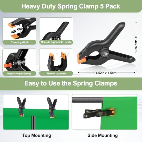 Green Screen Backdrop Kit with Stand for Streaming, 5x7ft Photo Greenscreen Background with Portable T-Shape, alternate view
