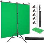 Green Screen Backdrop Stand Kit, 5x6.5FT Portable Greenscreen in 5x6.5FT