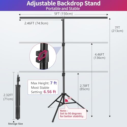 Green Screen Backdrop Stand Kit, 5x6.5FT Portable Greenscreen in 5x6.5FT, alternate view 2