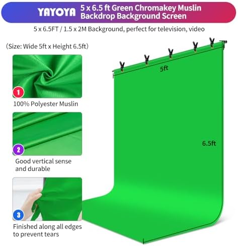 Green Screen Backdrop Stand Kit, 5x6.5FT Portable Greenscreen in 5x6.5FT, alternate view 4