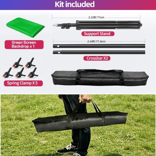 Green Screen Backdrop Stand Kit, 5x6.5FT Portable Greenscreen in 5x6.5FT, alternate view 6