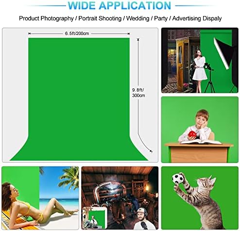 Green Screen Backdrop with Stand for Streaming, 6.5X 10ft (WxH) Protable Green Screen with 6.3 x 6.5 ft Stand, alternate view