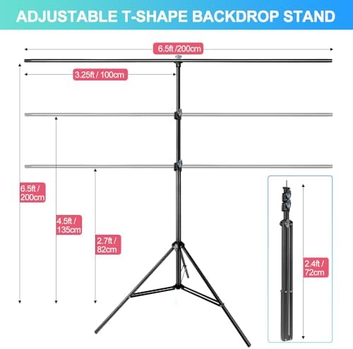 Green Screen Backdrop with Stand for Streaming, 6.5X 10ft (WxH) Protable Green Screen with 6.3 x 6.5 ft Stand, alternate view