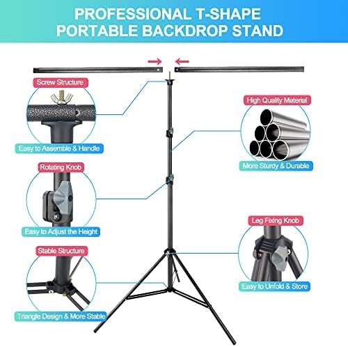 Green Screen Backdrop with Stand for Streaming, 6.5X 10ft (WxH) Protable Green Screen with 6.3 x 6.5 ft Stand, alternate view