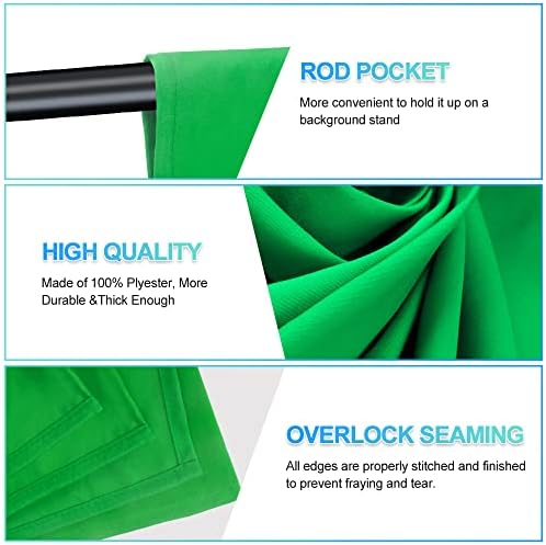 Green Screen Backdrop with Stand for Streaming, 6.5X 10ft (WxH) Protable Green Screen with 6.3 x 6.5 ft Stand, alternate view