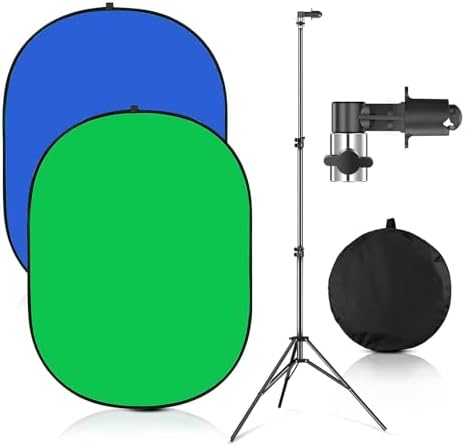 Green Screen Chromakey Backdrop with Stand, Portable 59 * 39inch Blue&Green Screen 2 in 1 Pop Up Collapsible