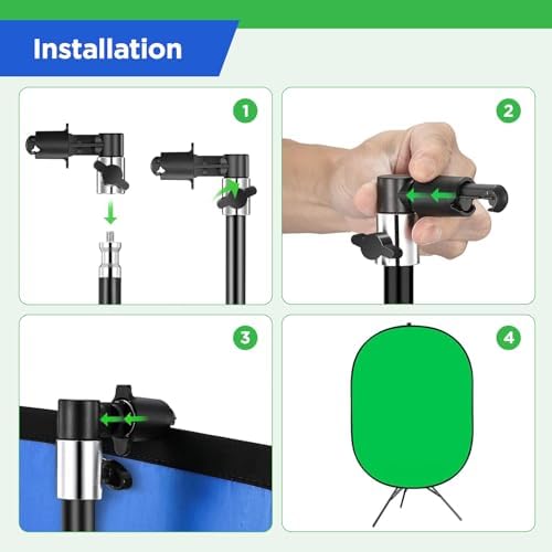 Green Screen Chromakey Backdrop with Stand, Portable 59 * 39inch Blue&Green Screen 2 in 1 Pop Up Collapsible, alternate view