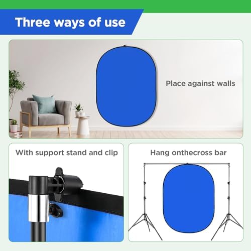 Green Screen Chromakey Backdrop with Stand, Portable 59 * 39inch Blue&Green Screen 2 in 1 Pop Up Collapsible, alternate view