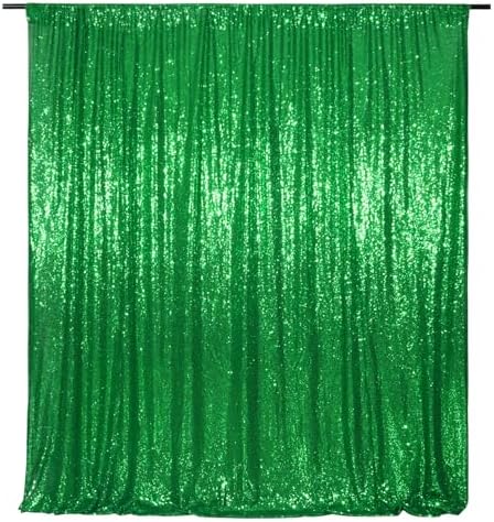 Green Sequin Backdrop, 6FT x 8FT Sequin Photography Backdrop Curtain for Christmas St. Patrick's Day Party
