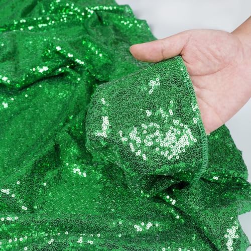 Green Sequin Backdrop, 6FT x 8FT Sequin Photography Backdrop Curtain for Christmas St. Patrick's Day Party, alternate view 5