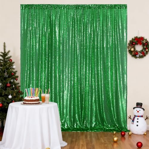 Green Sequin Backdrop, 6FT x 8FT Sequin Photography Backdrop Curtain for Christmas St. Patrick's Day Party, alternate view 6