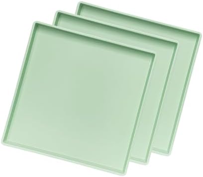 Green Square Tray 11 Inch - 3 Pack Hard Plastic Organizer Tray in 10.2"L x 5.5"W x 1.1"H in Green