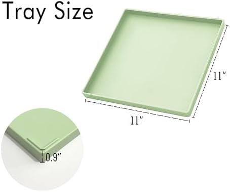Green Square Tray 11 Inch - 3 Pack Hard Plastic Organizer Tray in 10.2"L x 5.5"W x 1.1"H in Green, alternate view 3