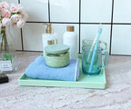 Green Square Tray 11 Inch - 3 Pack Hard Plastic Organizer Tray in 10.2"L x 5.5"W x 1.1"H in Green, alternate view 4