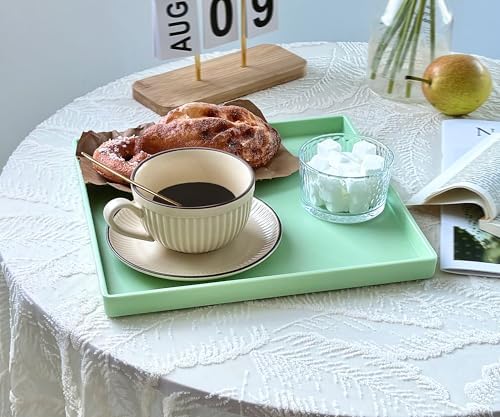 Green Square Tray 11 Inch - 3 Pack Hard Plastic Organizer Tray in 10.2"L x 5.5"W x 1.1"H in Green, alternate view 5