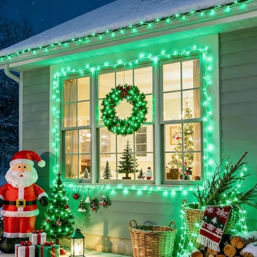 Green St Patricks Day Lights, 32.5FT 100LED Twinkle Christmas String Lights with 16 Lighting Modes, Waterproof, alternate