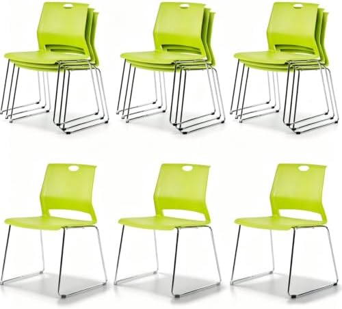 Green Stackable Chairs 12 Pack, Colorful Plastic Chair for Dining in Green