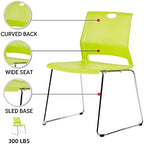 Green Stackable Chairs 12 Pack, Colorful Plastic Chair for Dining in Green, alternate view 4