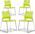 Green Stackable Chairs Set of 4, Colorful Plastic Chair for Dining