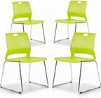 Green Stackable Chairs Set of 4, Colorful Plastic Chair for Dining